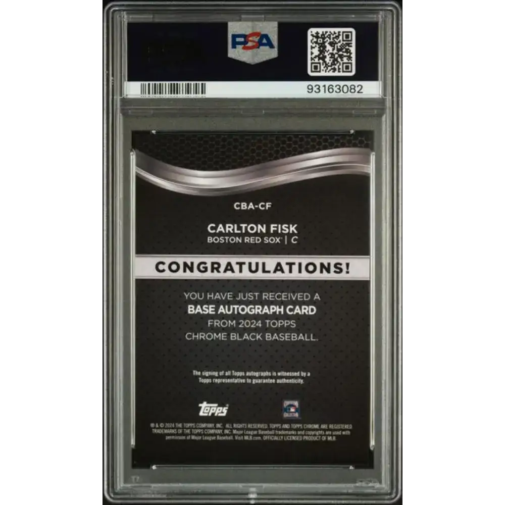 2024 Topps Chrome Black #CBA-CF Carlton Fisk PSA 9 MINT Auto Boston Red Sox Baseball Card - Baseball Card Single