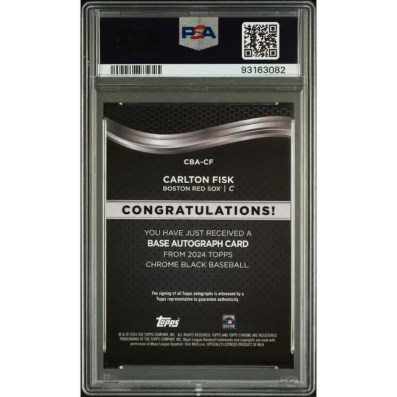 2024 Topps Chrome Black #CBA-CF Carlton Fisk PSA 9 MINT Auto Boston Red Sox Baseball Card - Baseball Card Single