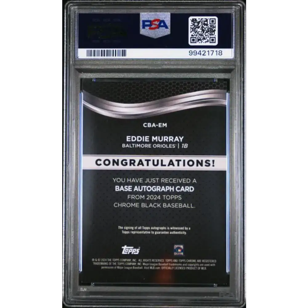2024 Topps Chrome Black #CBA-EM Eddie Murray PSA 9 MINT Auto Baltimore Orioles Baseball Card - Baseball Card Single