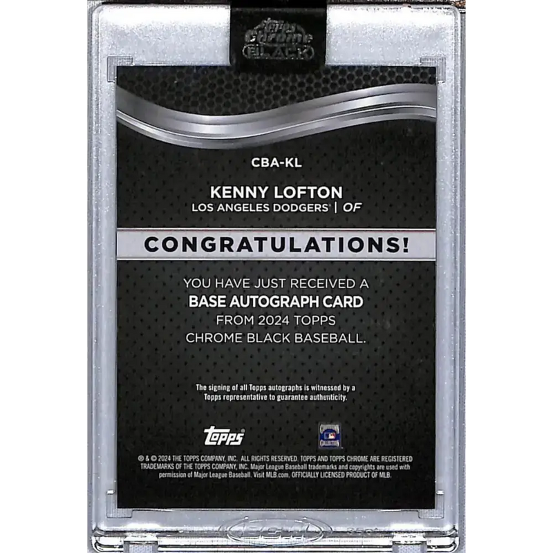 2024 Topps Chrome Black #CBA-KL Kenny Lofton NM-MT Auto Los Angeles Dodgers Baseball Card - Baseball Card Single