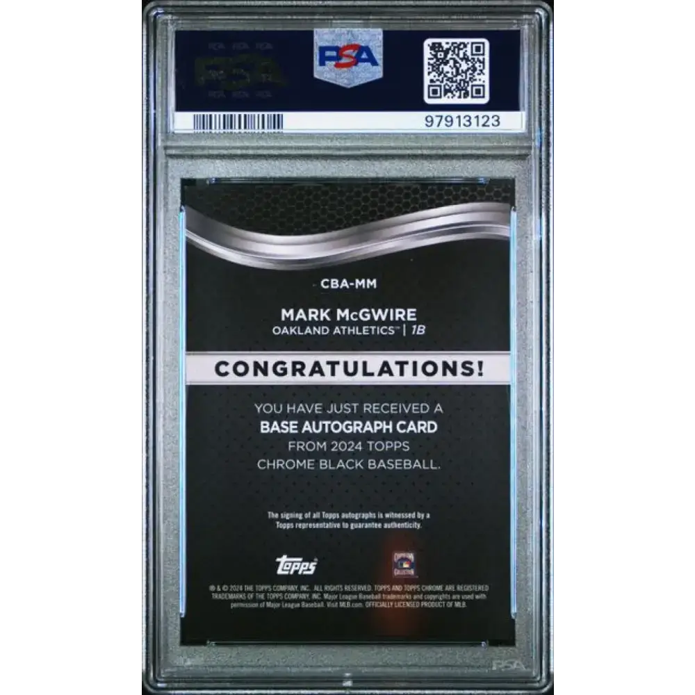 2024 Topps Chrome Black #CBA-MM Mark McGwire PSA 10 GEM MINT Auto Oakland Athletics Baseball Card - Baseball Card Single