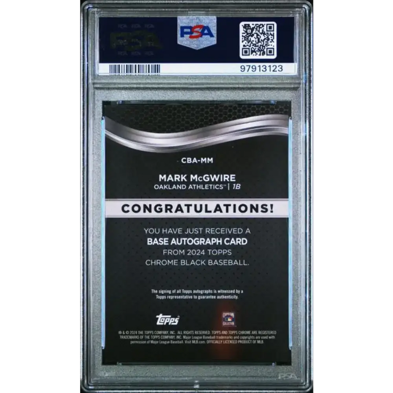 2024 Topps Chrome Black #CBA-MM Mark McGwire PSA 10 GEM MINT Auto Oakland Athletics Baseball Card - Baseball Card Single