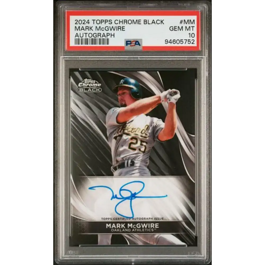 2024 Topps Chrome Black #CBA-MM Mark McGwire PSA 10 GEM MINT Auto Oakland Athletics Baseball Card - Baseball Card Single