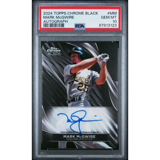2024 Topps Chrome Black #CBA-MM Mark McGwire PSA 10 GEM MINT Auto Oakland Athletics Baseball Card - Baseball Card Single