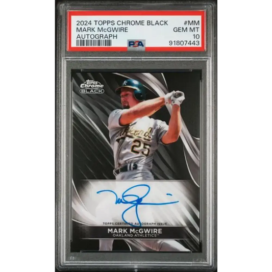 2024 Topps Chrome Black #CBA-MM Mark McGwire PSA 10 GEM MINT Auto Oakland Athletics Baseball Card - Baseball Card Single