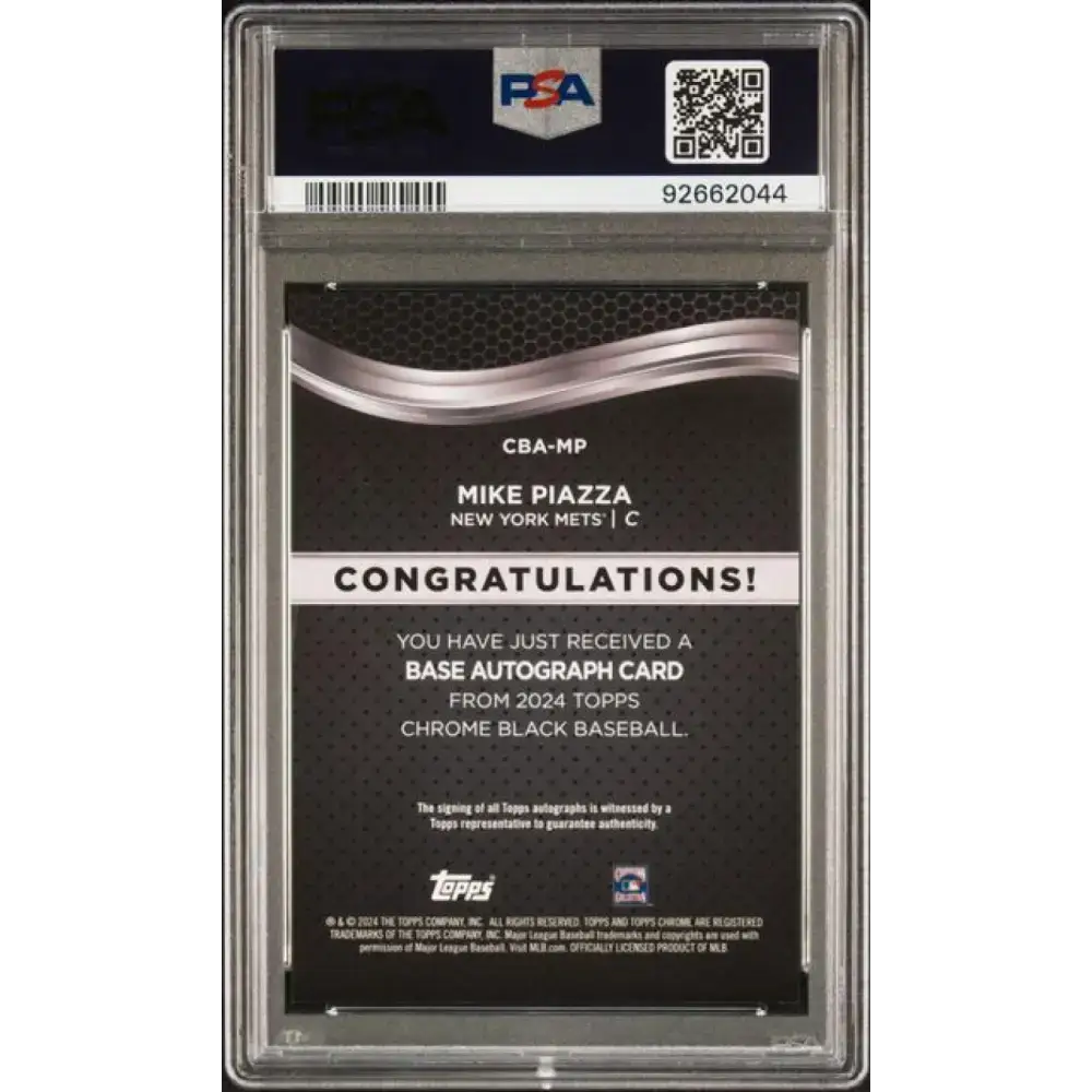 2024 Topps Chrome Black #CBA-MP Mike Piazza PSA 8 NM-MT Auto New York Mets Baseball Card - Baseball Card Single