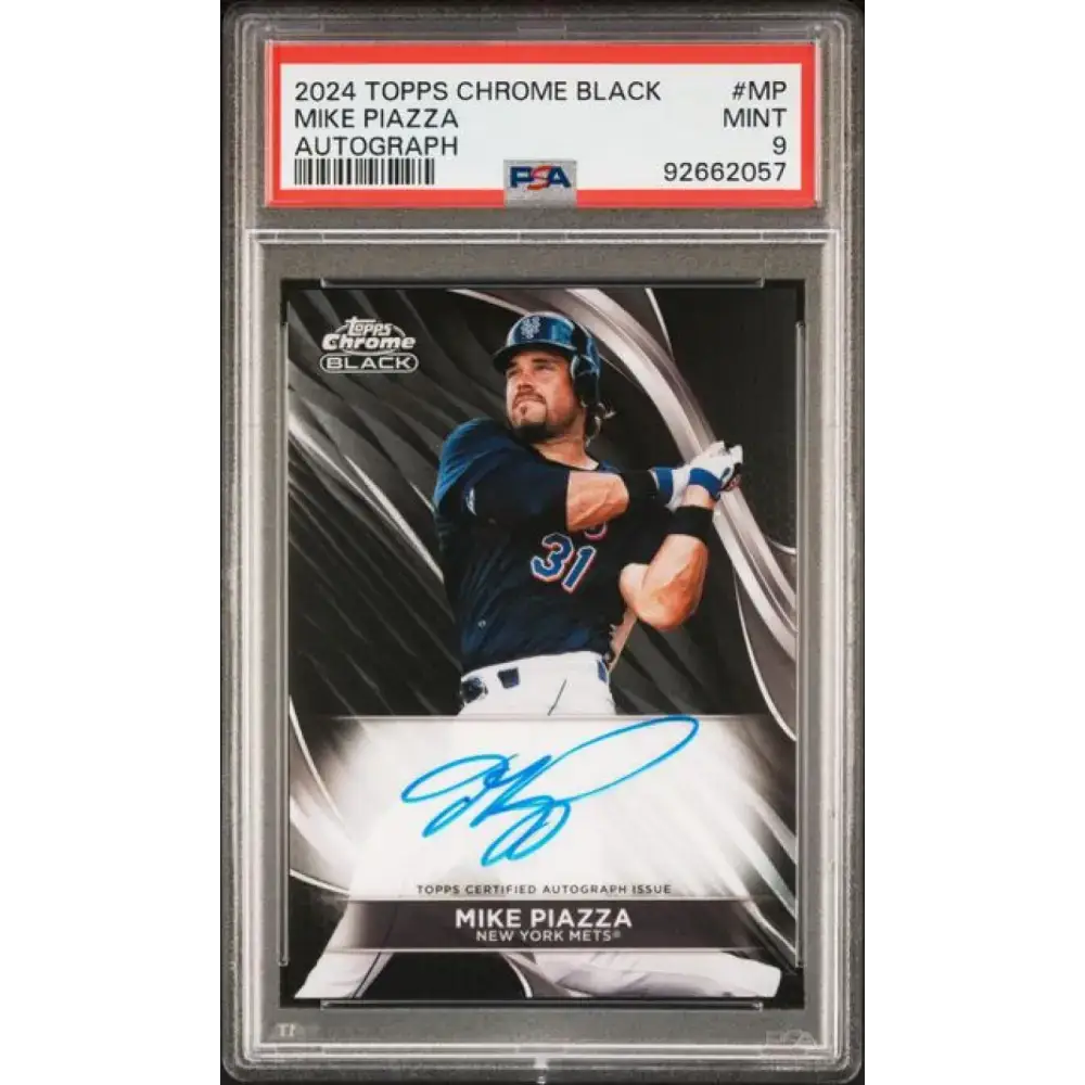 2024 Topps Chrome Black #CBA-MP Mike Piazza PSA 9 MINT Auto New York Mets Baseball Card - Baseball Card Single