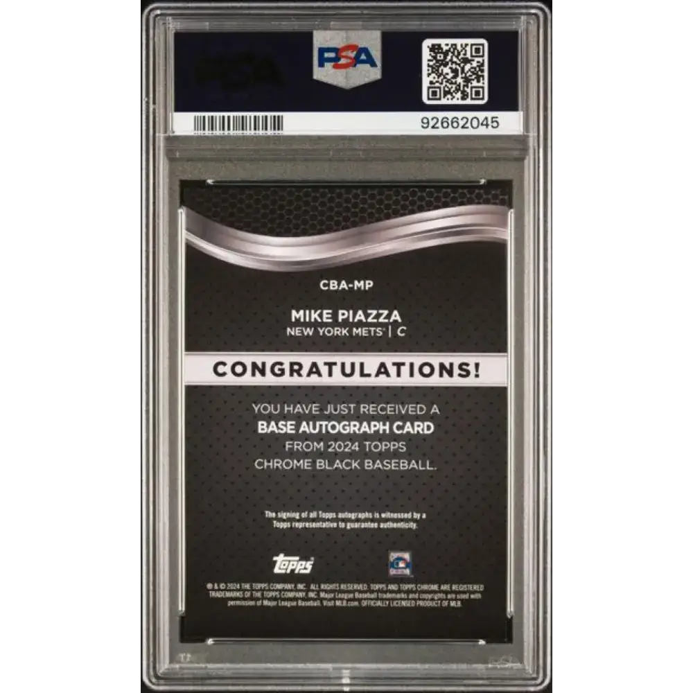 2024 Topps Chrome Black #CBA-MP Mike Piazza PSA 9 MINT Auto New York Mets Baseball Card - Baseball Card Single