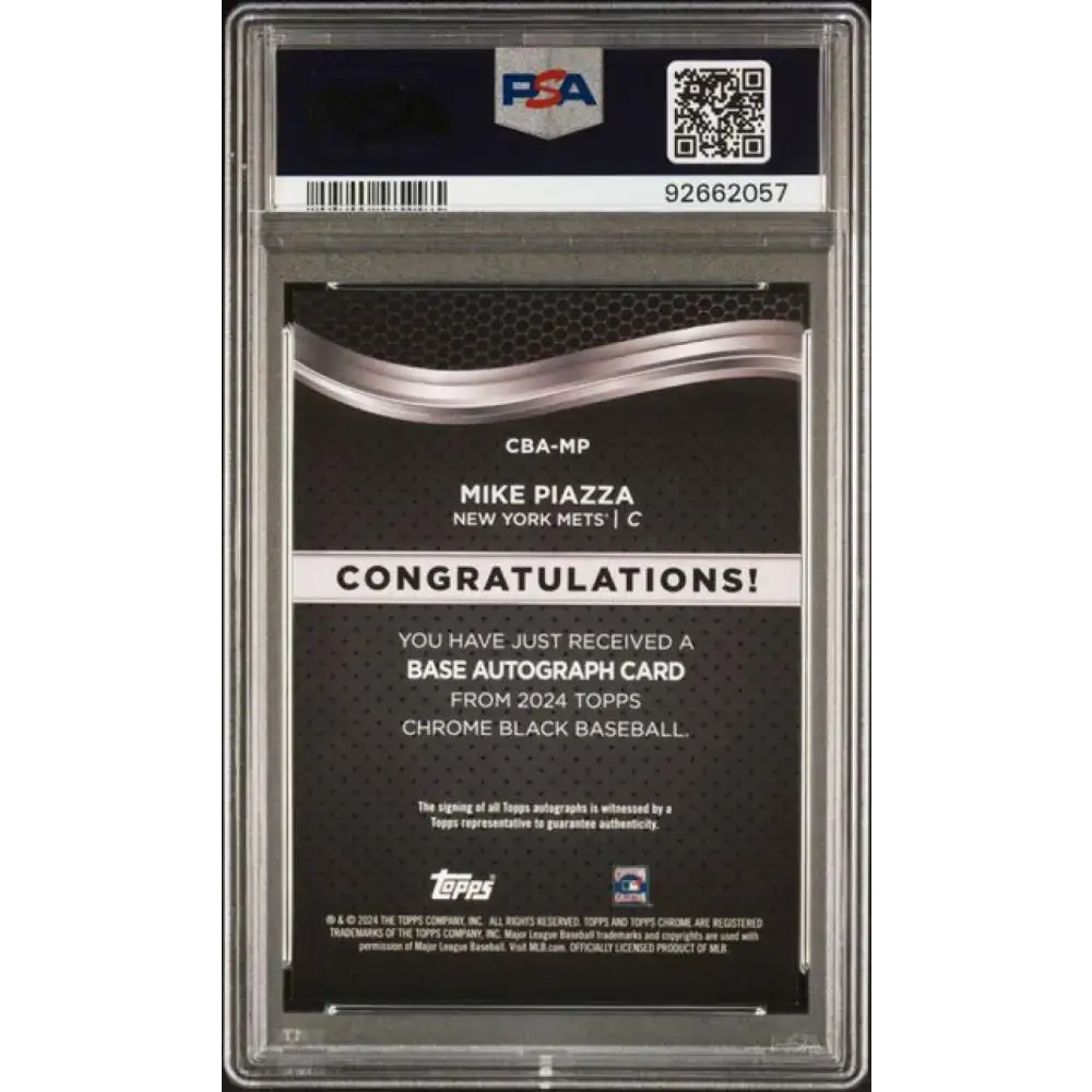2024 Topps Chrome Black #CBA-MP Mike Piazza PSA 9 MINT Auto New York Mets Baseball Card - Baseball Card Single