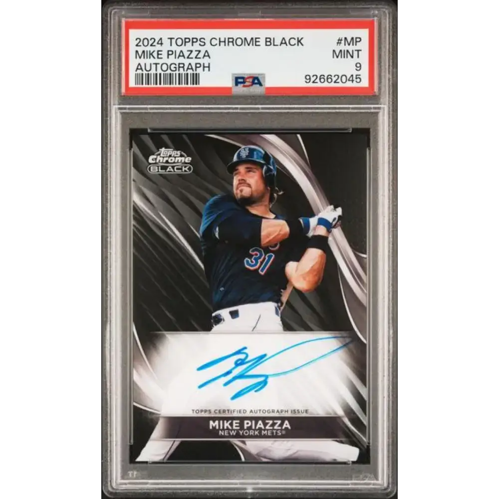2024 Topps Chrome Black #CBA-MP Mike Piazza PSA 9 MINT Auto New York Mets Baseball Card - Baseball Card Single