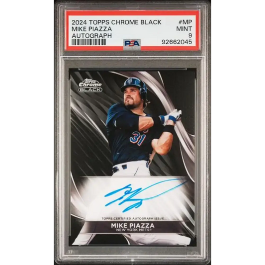 2024 Topps Chrome Black #CBA-MP Mike Piazza PSA 9 MINT Auto New York Mets Baseball Card - Baseball Card Single