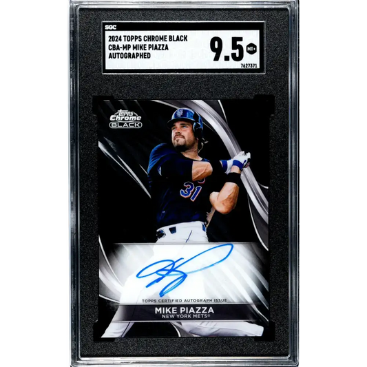 2024 Topps Chrome Black #CBA-MP Mike Piazza SGC 9.5 MINT+ Auto New York Mets Baseball Card - Baseball Card Single