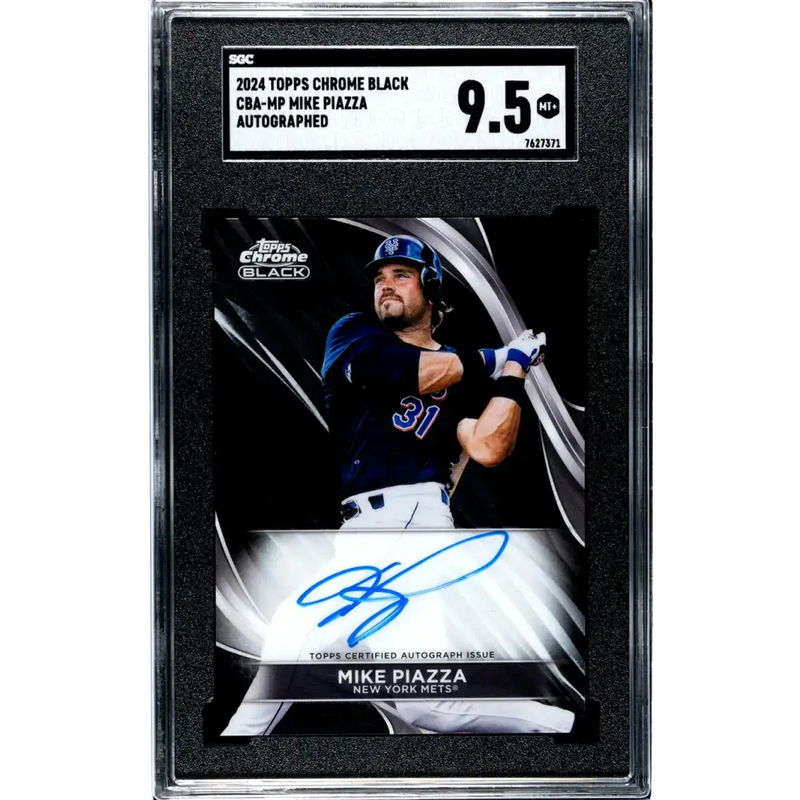 2024 Topps Chrome Black #CBA-MP Mike Piazza SGC 9.5 MINT+ Auto New York Mets Baseball Card - Baseball Card Single