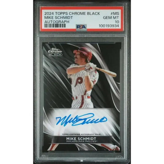 2024 Topps Chrome Black #CBA-MS Mike Schmidt PSA 10 GEM MINT Auto Philadelphia Phillies Baseball Card - Baseball Card