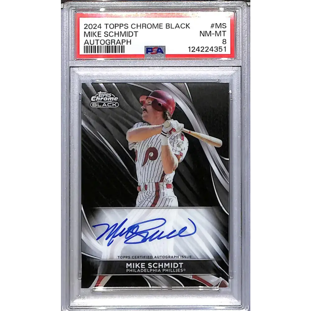 2024 Topps Chrome Black #CBA-MS Mike Schmidt PSA 8 NM-MT Auto Philadelphia Phillies - Baseball Card Single