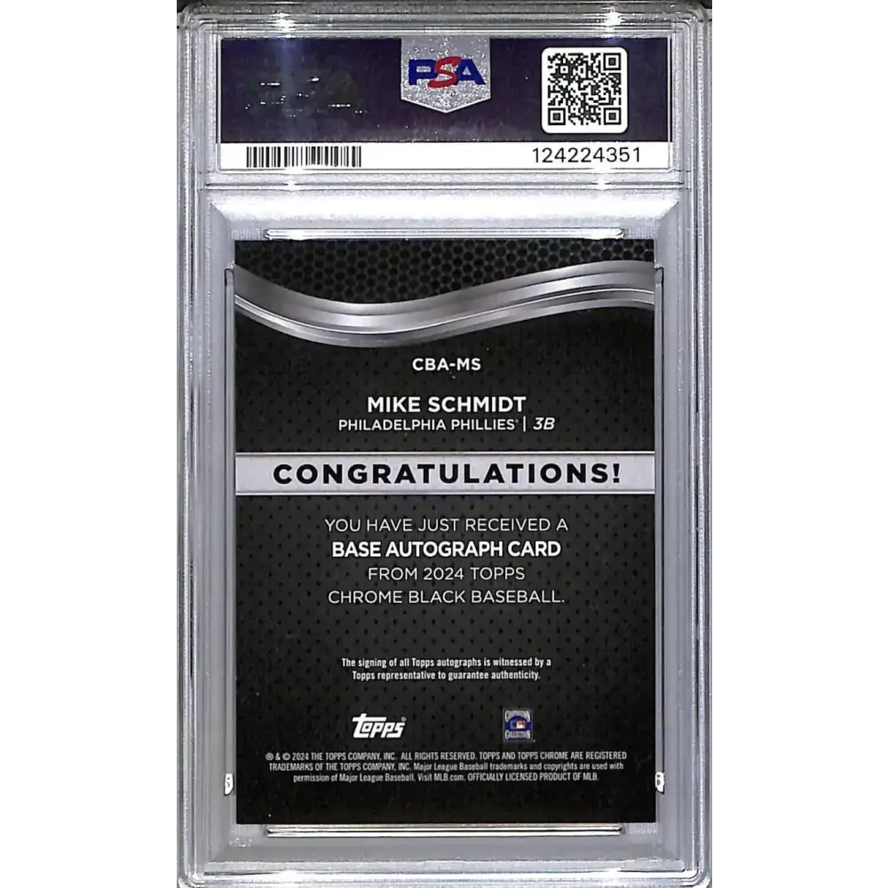 2024 Topps Chrome Black #CBA-MS Mike Schmidt PSA 8 NM-MT Auto Philadelphia Phillies - Baseball Card Single