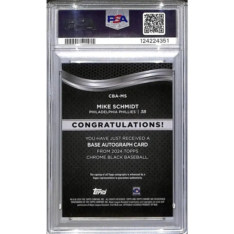 2024 Topps Chrome Black #CBA-MS Mike Schmidt PSA 8 NM-MT Auto Philadelphia Phillies - Baseball Card Single