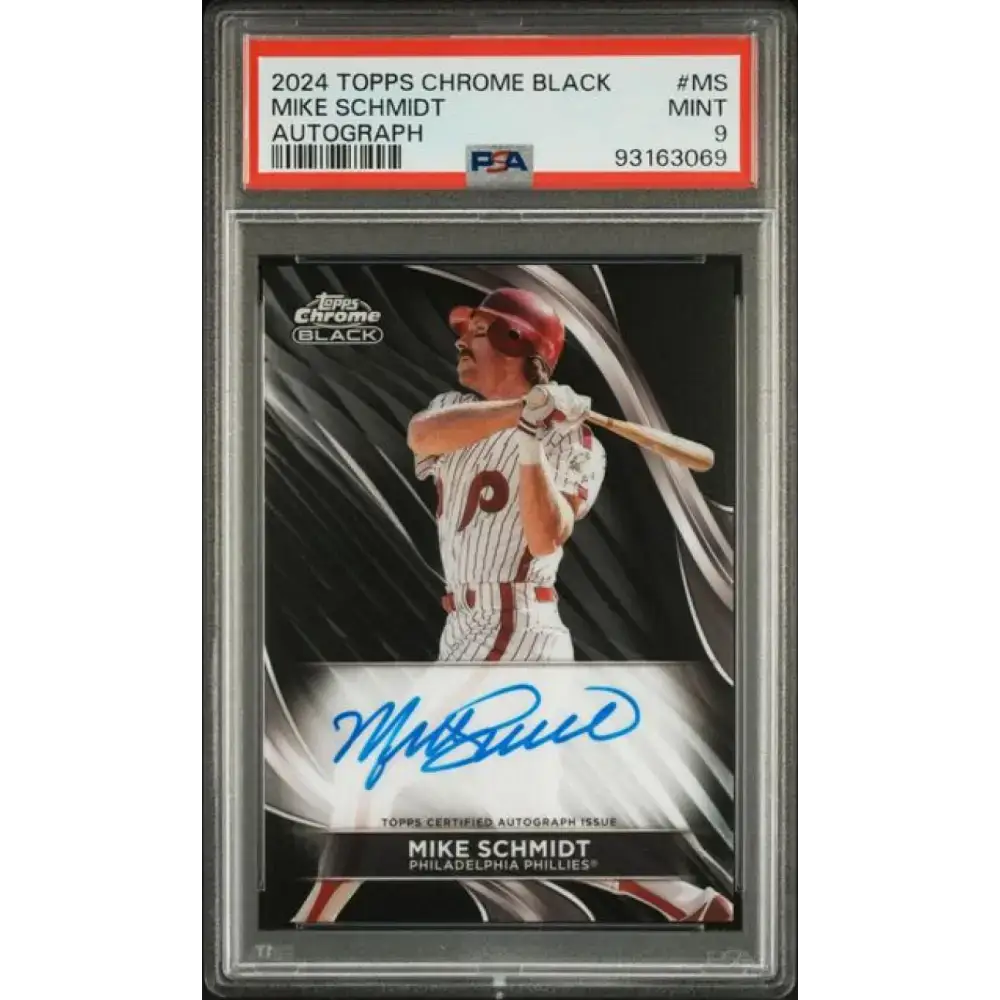 2024 Topps Chrome Black #CBA-MS Mike Schmidt PSA 9 MINT Auto Philadelphia Phillies Baseball Card - Baseball Card Single