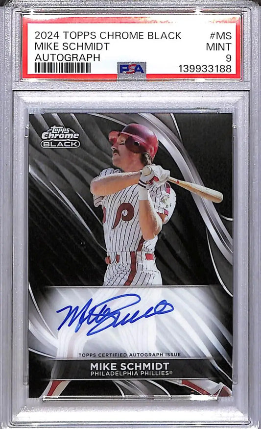 2024 Topps Chrome Black #CBA-MS Mike Schmidt PSA 9 MINT Auto Philadelphia Phillies