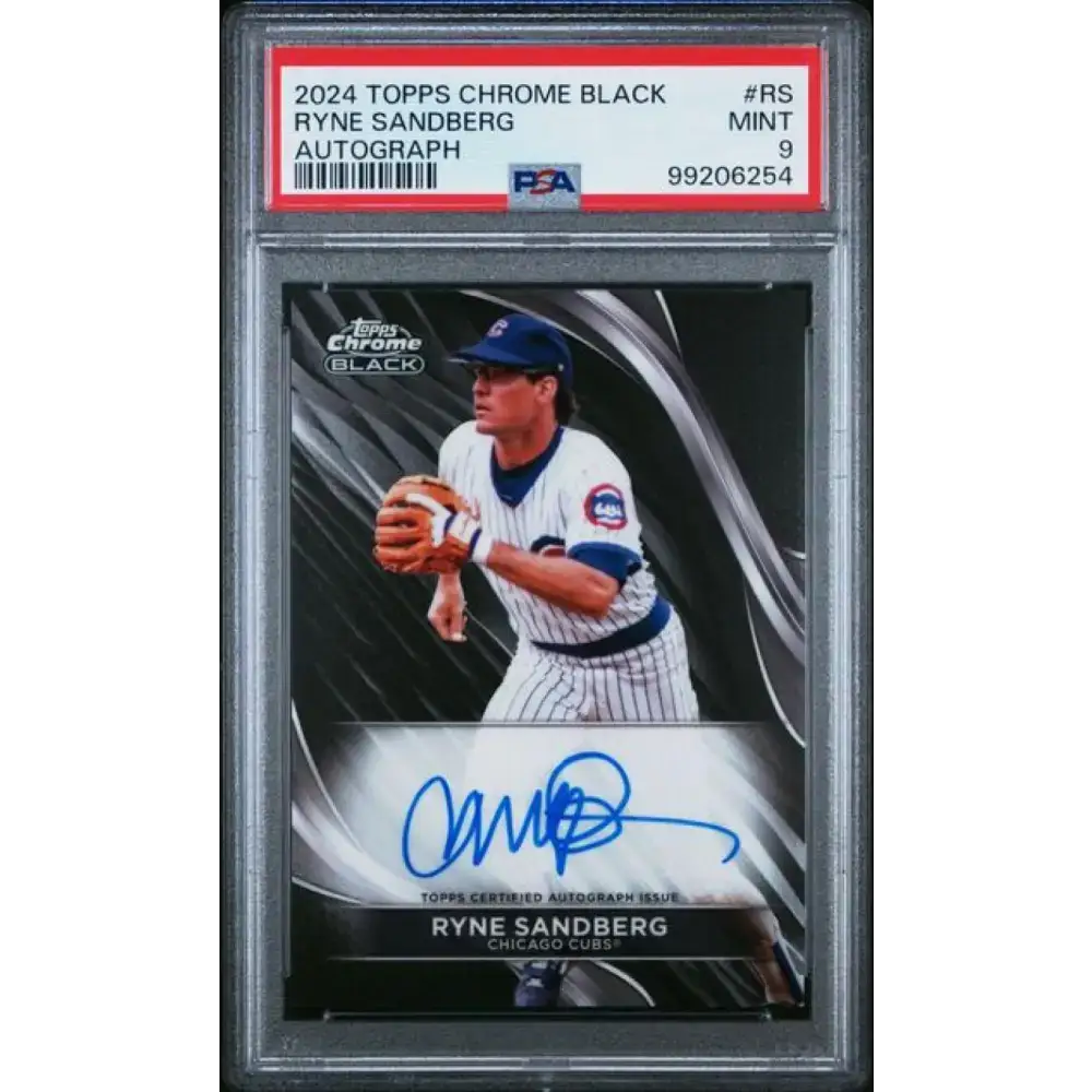 2024 Topps Chrome Black #CBA-RS Ryne Sandberg PSA 9 MINT Auto Chicago Cubs Baseball Card - Baseball Card Single