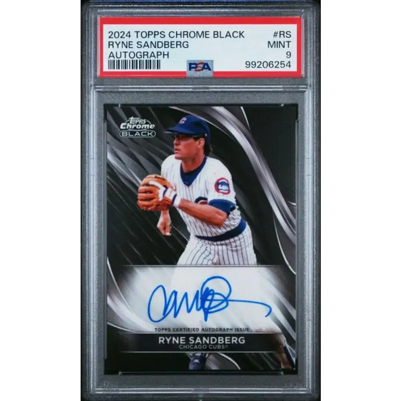 2024 Topps Chrome Black #CBA-RS Ryne Sandberg PSA 9 MINT Auto Chicago Cubs Baseball Card - Baseball Card Single