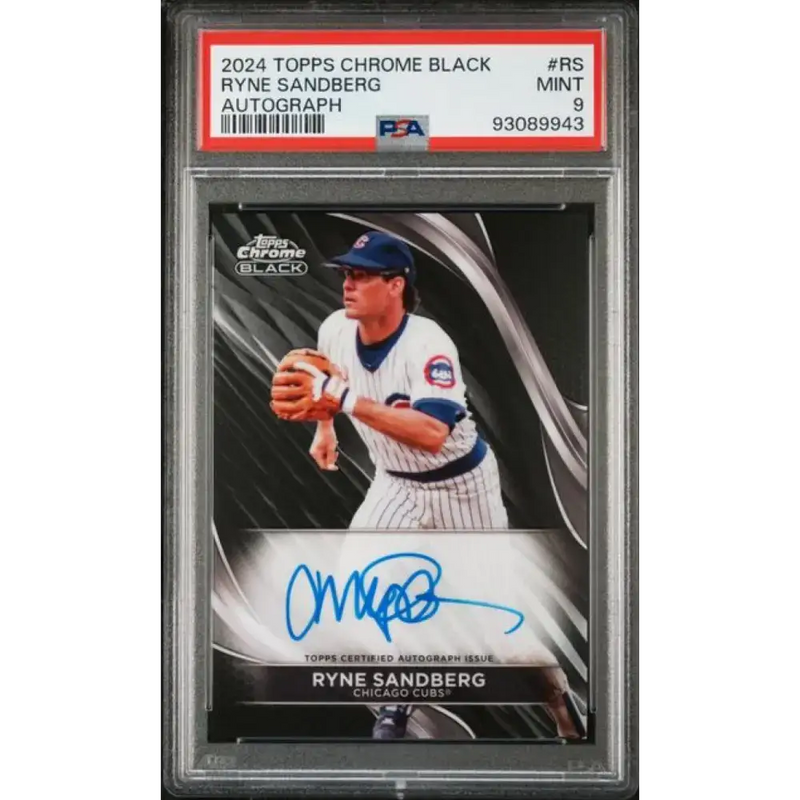 2024 Topps Chrome Black #CBA-RS Ryne Sandberg PSA 9 MINT Auto Chicago Cubs Baseball Card - Baseball Card Single