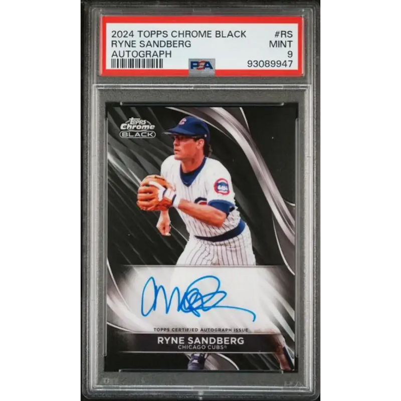 2024 Topps Chrome Black #CBA-RS Ryne Sandberg PSA 9 MINT Auto Chicago Cubs Baseball Card - Baseball Card Single