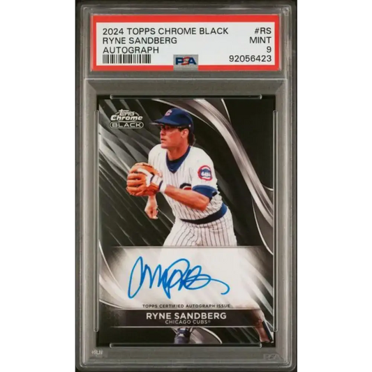 2024 Topps Chrome Black #CBA-RS Ryne Sandberg PSA 9 MINT Auto Chicago Cubs Baseball Card - Baseball Card Single