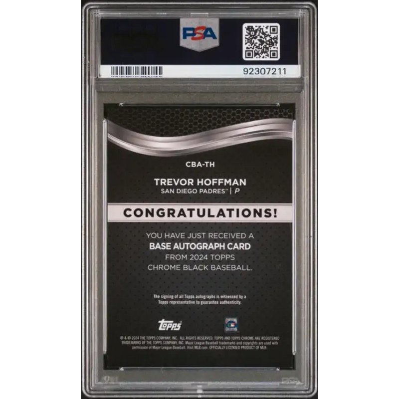 2024 Topps Chrome Black #CBA-TH Trevor Hoffman PSA 9 MINT Auto San Diego Padres Baseball Card - Baseball Card Single