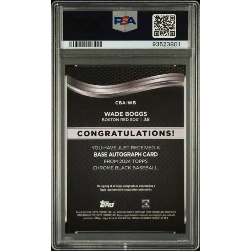 2024 Topps Chrome Black #CBA-WB Wade Boggs PSA 9 MINT Auto Boston Red Sox Baseball Card - Baseball Card Single
