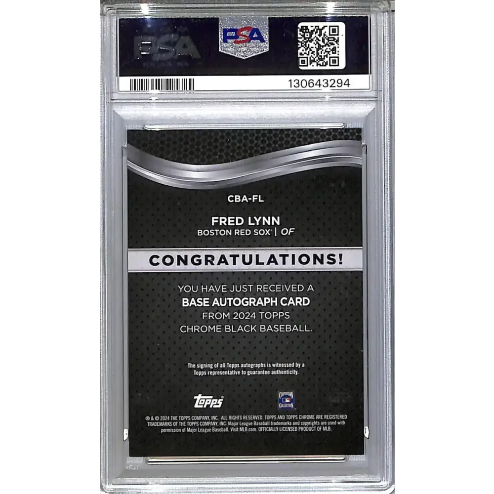 2024 Topps Chrome Black Gold #CBA-FL Fred Lynn PSA 9 MINT Auto 7/50 Boston Red Sox - Baseball Card Single