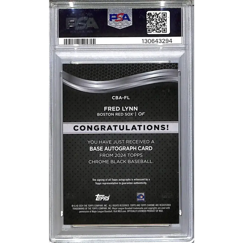 2024 Topps Chrome Black Gold #CBA-FL Fred Lynn PSA 9 MINT Auto 7/50 Boston Red Sox - Baseball Card Single
