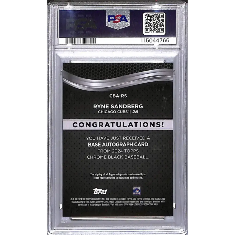 2024 Topps Chrome Black Gold #CBA-RS Ryne Sandberg PSA 9 MINT Auto 21/50 Chicago Cubs - Baseball Card Single