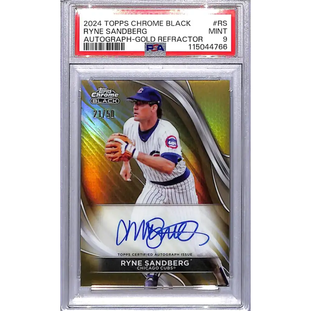 2024 Topps Chrome Black Gold #CBA-RS Ryne Sandberg PSA 9 MINT Auto 21/50 Chicago Cubs - Baseball Card Single