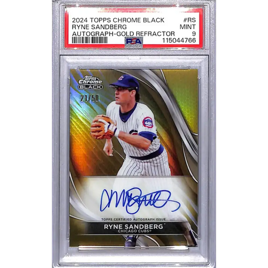 2024 Topps Chrome Black Gold #CBA-RS Ryne Sandberg PSA 9 MINT Auto 21/50 Chicago Cubs - Baseball Card Single