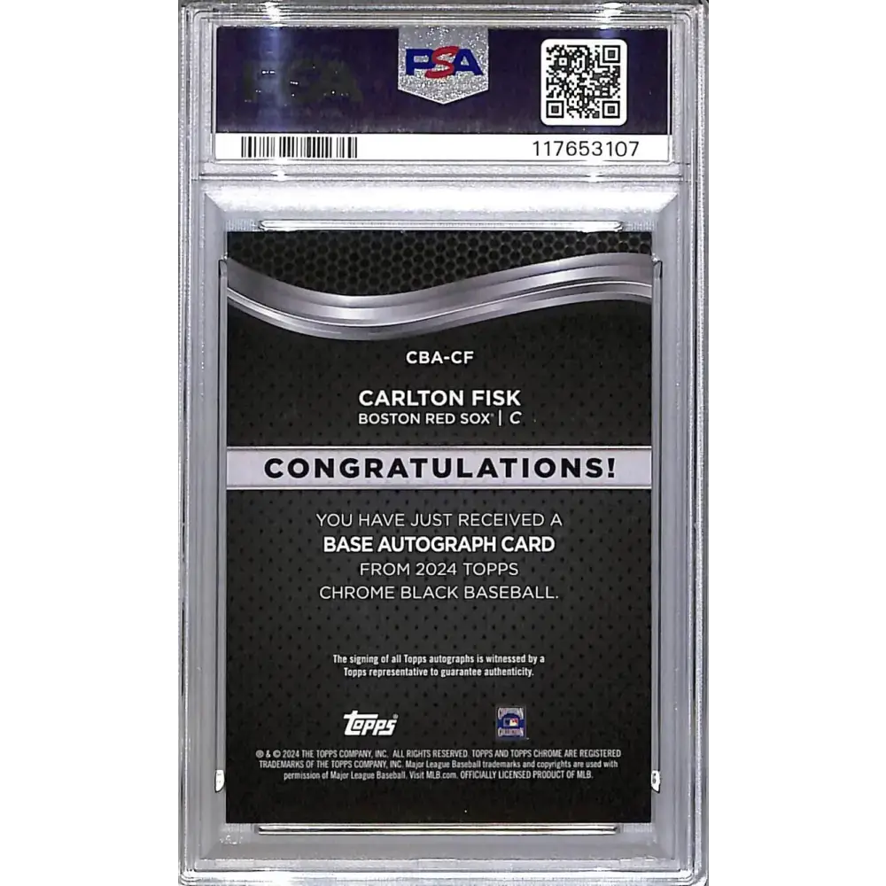 2024 Topps Chrome Black Green #CBA-CF Carlton Fisk PSA 9 MINT Auto 03/99 Boston Red Sox - Baseball Card Single