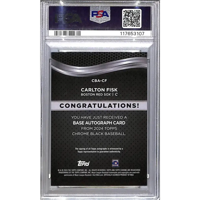 2024 Topps Chrome Black Green #CBA-CF Carlton Fisk PSA 9 MINT Auto 03/99 Boston Red Sox - Baseball Card Single