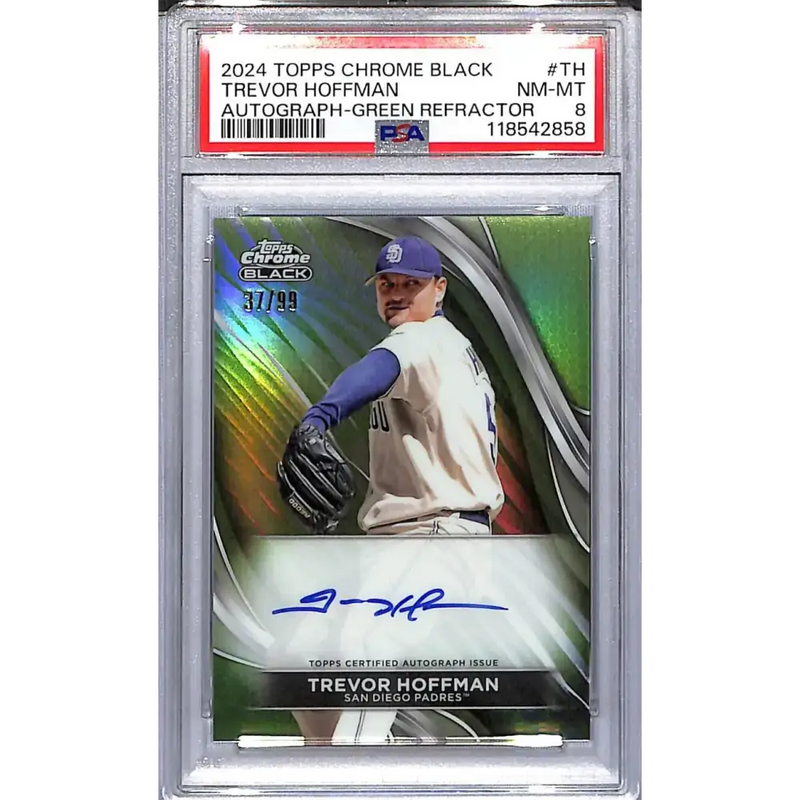 2024 Topps Chrome Black Green #CBA-TH Trevor Hoffman PSA 8 NM-MT Auto 37/99 San Diego Padres - Baseball Card Single