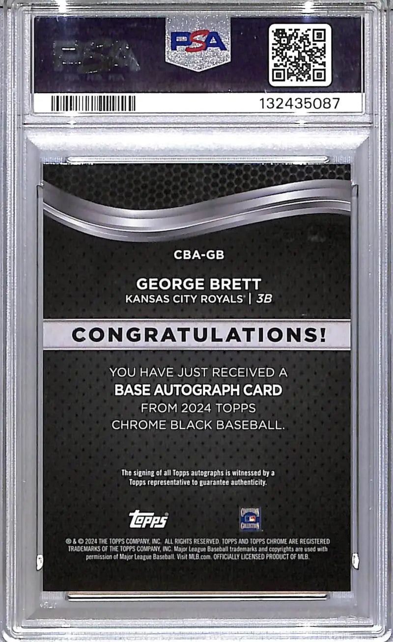 2024 Topps Chrome Black Orange #CBA-GB George Brett PSA 10 GEM MINT Auto 21/25 Kansas City Royals - Baseball Card Single