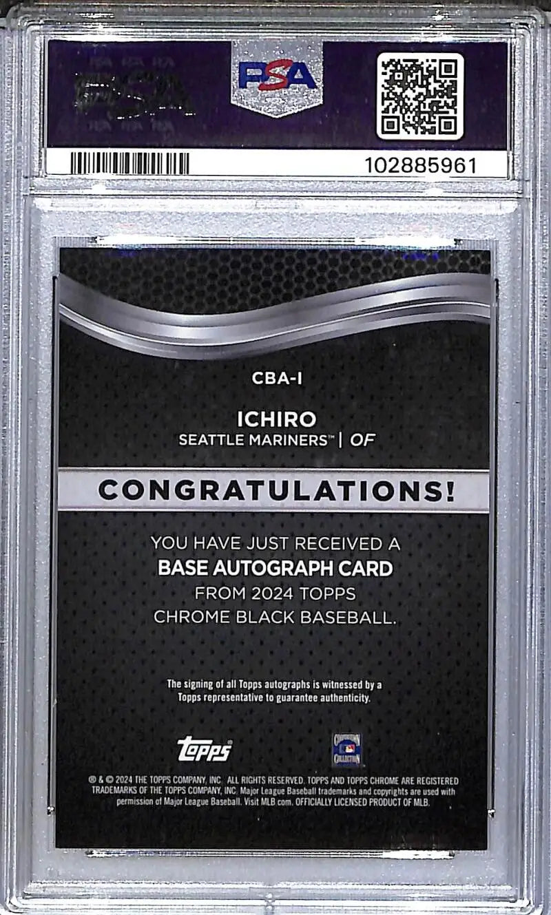 2024 Topps Chrome Black Orange #CBA-I Ichiro PSA 9 MINT Auto 25/25 Seattle Mariners - Baseball Card Single