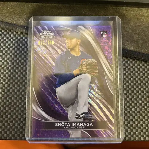 Baseball trading card in protective case from 2024 Topps Chrome Black Topps Chrome series