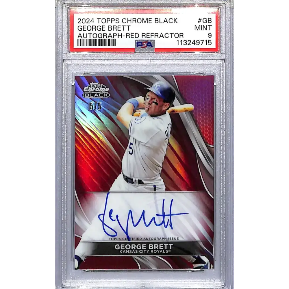 2024 Topps Chrome Black Red #CBA-GB George Brett PSA 9 MINT Auto 5/5 Kansas City Royals - Baseball Card Single