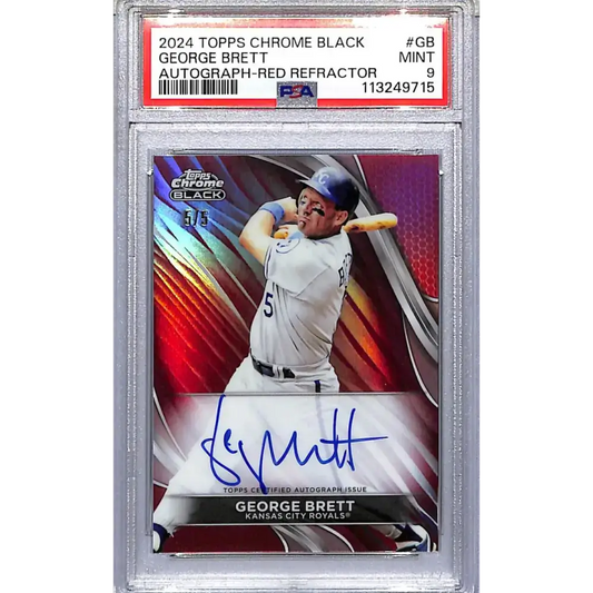 2024 Topps Chrome Black Red #CBA-GB George Brett PSA 9 MINT Auto 5/5 Kansas City Royals - Baseball Card Single