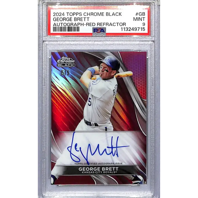 2024 Topps Chrome Black Red #CBA-GB George Brett PSA 9 MINT Auto 5/5 Kansas City Royals - Baseball Card Single