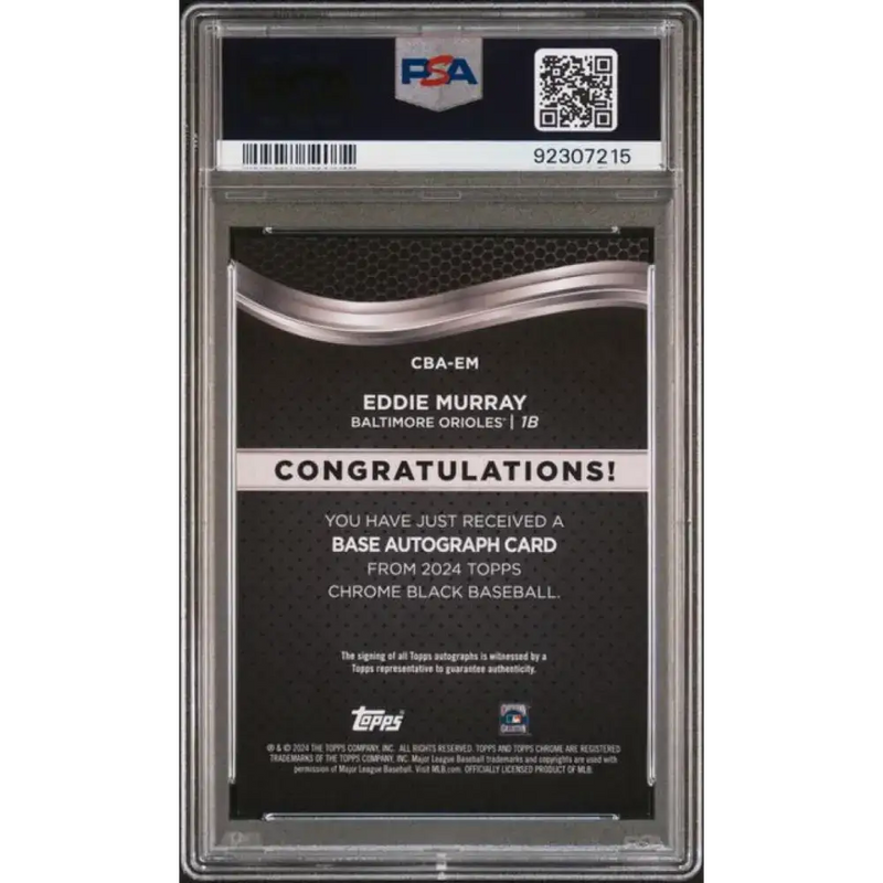 2024 Topps Chrome Black Refractor Gold #CBA-EM Eddie Murray PSA 10 GEM MINT Auto 3/50 Baltimore Orioles Baseball Card