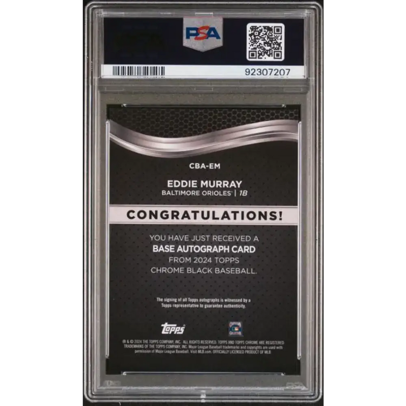 2024 Topps Chrome Black Refractor Gold Mini-Diamonds #CBA-EM Eddie Murray PSA 9 MINT Auto 43/50 Baltimore Orioles