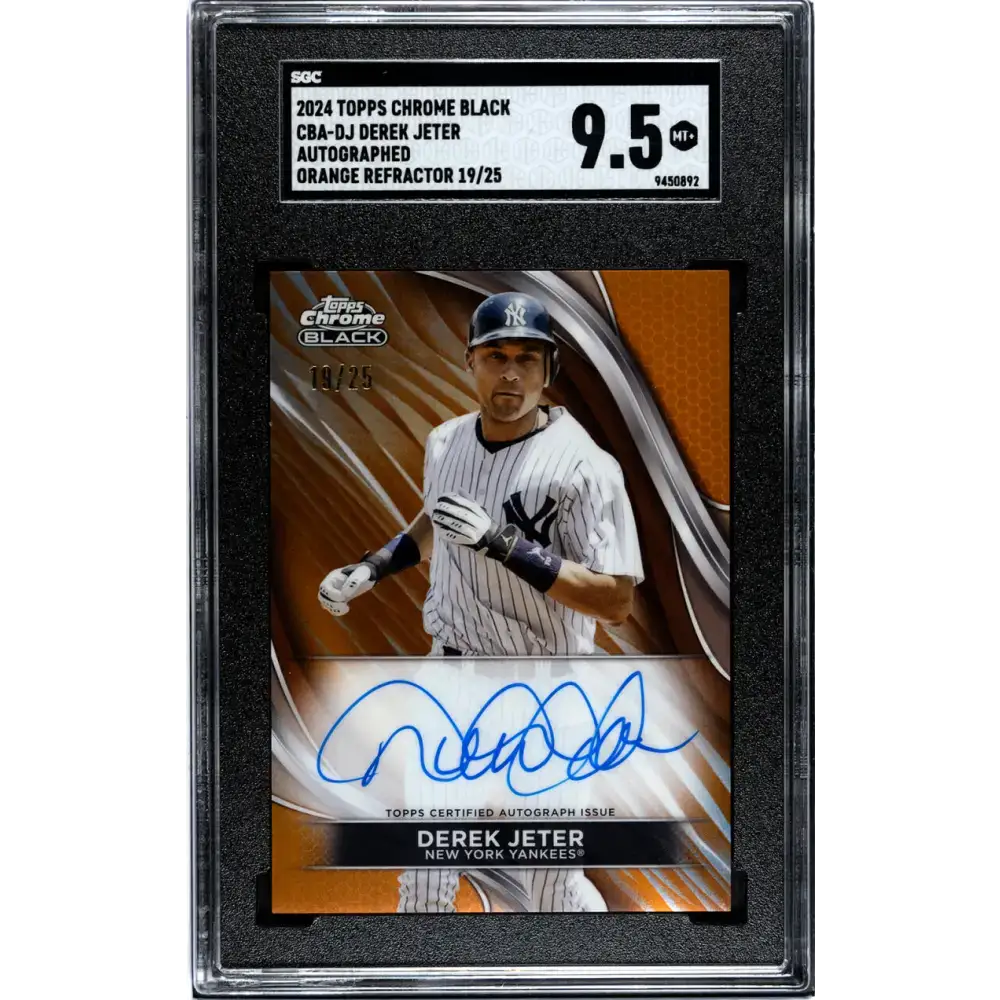2024 Topps Chrome Black Refractor Orange #CBA-DJ Derek Jeter SGC 9.5 MINT+ Auto 19/25 New York Yankees Baseball Card