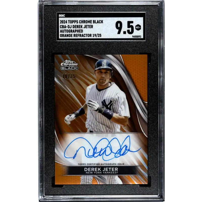 2024 Topps Chrome Black Refractor Orange #CBA-DJ Derek Jeter SGC 9.5 MINT+ Auto 19/25 New York Yankees Baseball Card