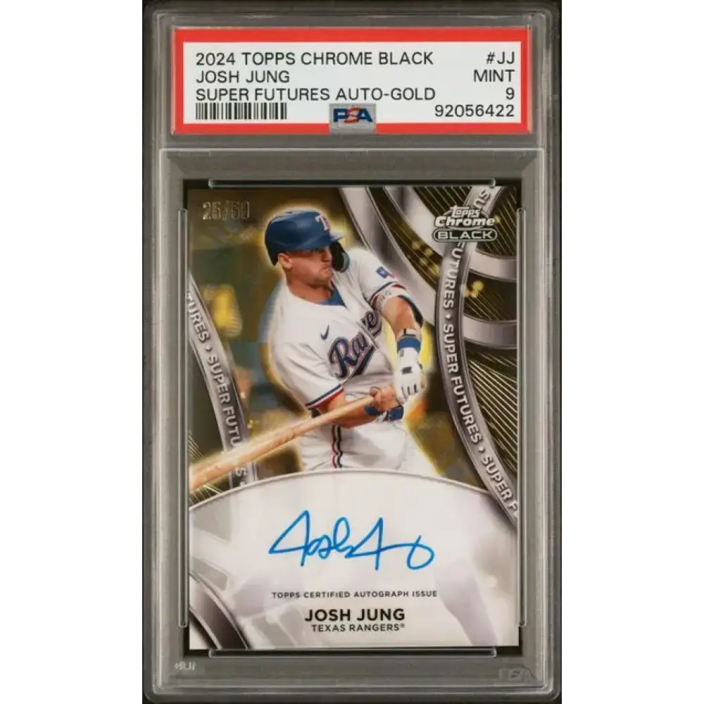 2024 Topps Chrome Black Super Futures Refractor Gold #SFA-JJ Josh Jung PSA 9 MINT Auto 25/50 Texas Rangers Baseball