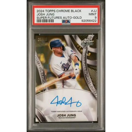 2024 Topps Chrome Black Super Futures Refractor Gold #SFA-JJ Josh Jung PSA 9 MINT Auto 25/50 Texas Rangers Baseball